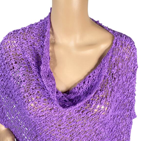 Lost River Clothing Hand Knit Crochet Cowl Lagenlook Asymmetric Poncho Sweater - Picture 4 of 10